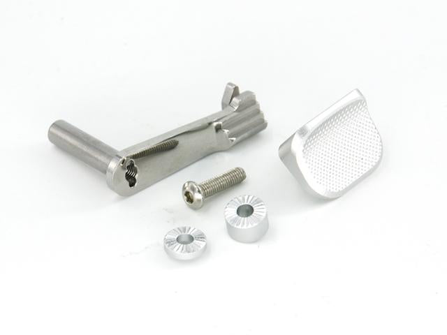 AIP Stainless Slide Stop with Thumbrest For Hi-capa 5.1/4.3(Silver)-Slide Stop /Thumb Rest-Crown Airsoft
