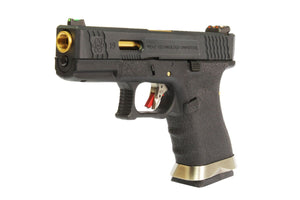 WE Tech G Force G19 T1 GBB pistol G19 (Black/ Gold/ Black)-Pistols-Crown Airsoft