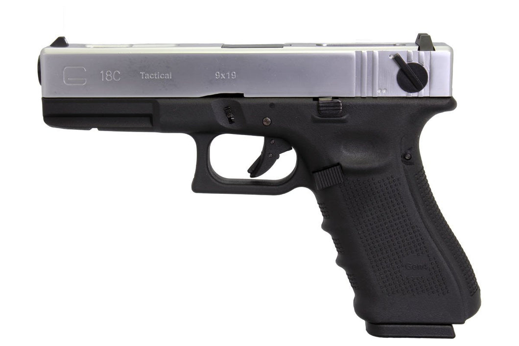 WE Tech G18C Gen4 GBB Pistol (Silver/ Black/ Black) – CrownAirosoft