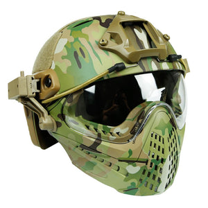 Crown Tactical Series Helmet with Fullface mask & ARC Side Rail (Multi-Cam)-Helmet-Crown Airsoft