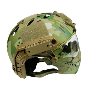 Crown Tactical Series Helmet with Fullface mask & ARC Side Rail (Multi-Cam)-Helmet-Crown Airsoft
