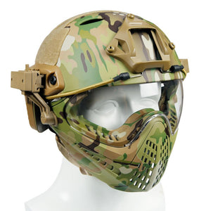 Crown Tactical Series Helmet with Fullface mask & ARC Side Rail (Multi-Cam)-Helmet-Crown Airsoft