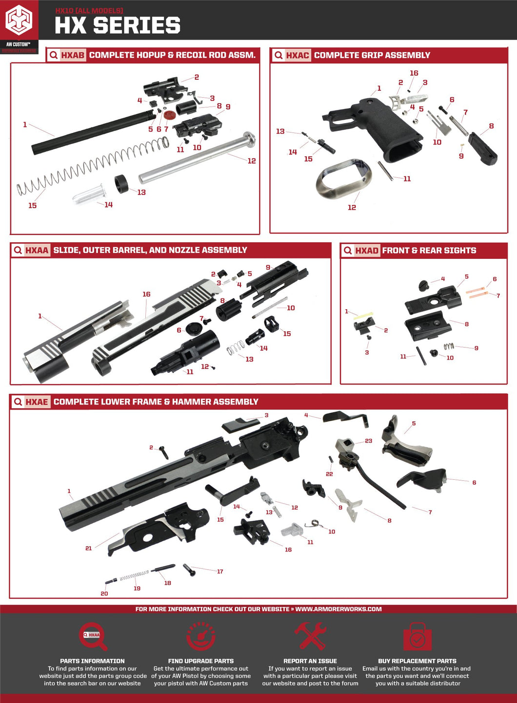 AW Custom HX10 Series Replacement Parts-Pistol Parts-Crown Airsoft