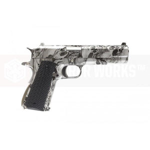 AW custom MX0100 double barrel 1911 GBB Pistol l(Silver Skull pattern)-Pistols-Crown Airsoft