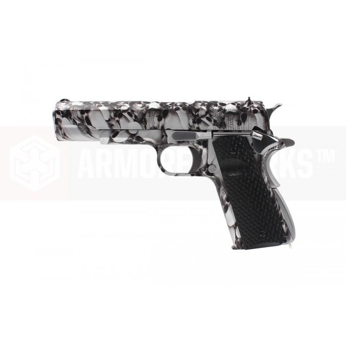 AW Custom NE2101 1911 Gas Blow back pistol(Silver skull pattern)-Pistols-Crown Airsoft
