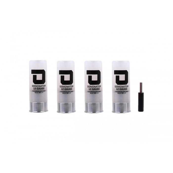 DOMINATOR 12 GAUGE GAS SHOTGUN SHELLS PACKAGE (4 SHELLS/UNIT - White)-Accessories-Crown Airsoft